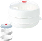 Microwave Vegetable Steamer, Microwave Steamer for Vegetables,Microwavable Cookware with Lid and Tray for Cooking Food and Vegetables (Second floor)