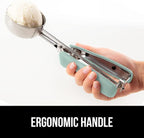 GORILLA GRIP Stainless Steel Cookie Scoop for Baking, 3 TBSP, Multipurpose Melon Baller, Meatball Spring Scoops, Perfect Portion Sizes, Easy Food Release, Scooper Size 20, BPA-Free Kitchen Tool, Mint