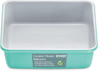 BAKKENMASTER Square Cake Pan - Aluminized Steel, Ceramic Non-Stick Coating, Non-Toxic, Ideal Size, Heavy-Duty, Elevate Your Baking with Durability and Style!