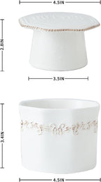 Butter Crock, French Butter Dish with Lid for Countertop,Ceramic French Butter Dish,White