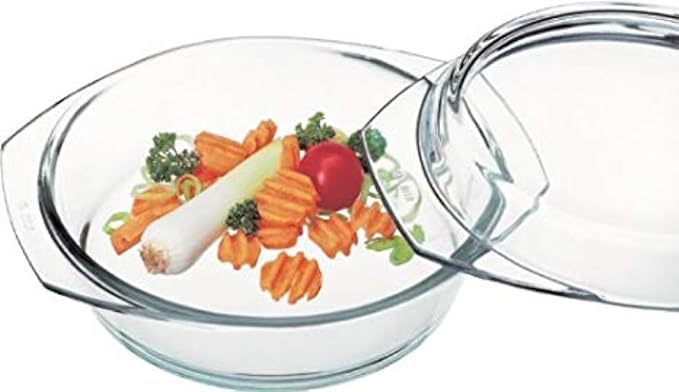 Simax Casserole Dish With Lid, 24 Ounce Round Glass Cookware, Oven and Microwave Safe Borosilicate Glass, Made In Europe 0.75 Qt