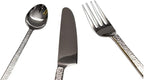 Bold & Divine Hammered Silver 5pcs Flatware Cutlery Set, Premium Stainless Steel Cutlery Set Service for 1 Include Knife/Fork/Spoon, Solid Stainless Steel Flatware