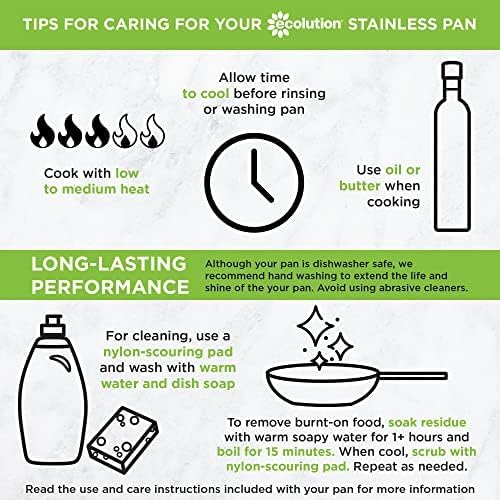 Ecolution Stainless Steel Stock Pot, Encapsulated Induction Ready Cooking Pot with Glass Lid, Oven Safe, Dishwasher Safe Soup Pot, 5-Quart