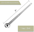 1PCS 1 Teaspoon Coffee Scoop, 9" Long Handle Measuring Spoon, 1tsp (5 ml) Stainless Steel Scooper