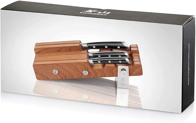 Cangshan S Series 61864 German Steel Forged 4-Piece Starter Knife Block Set