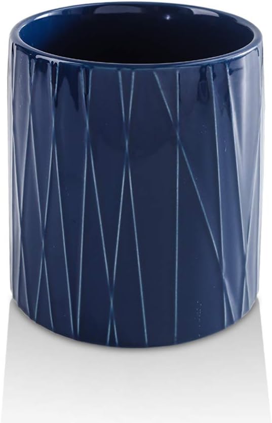 KOOV Kitchen Utensil Holder, Large Ceramic Utensil Crock, Deep and Stable, Containers for Household or Kitchen Use (Aegean)