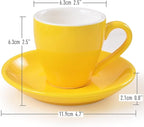Porcelain Espresso Cup with Saucer, Espresso shot Cup, 80ml/2.7Oz, Cyan