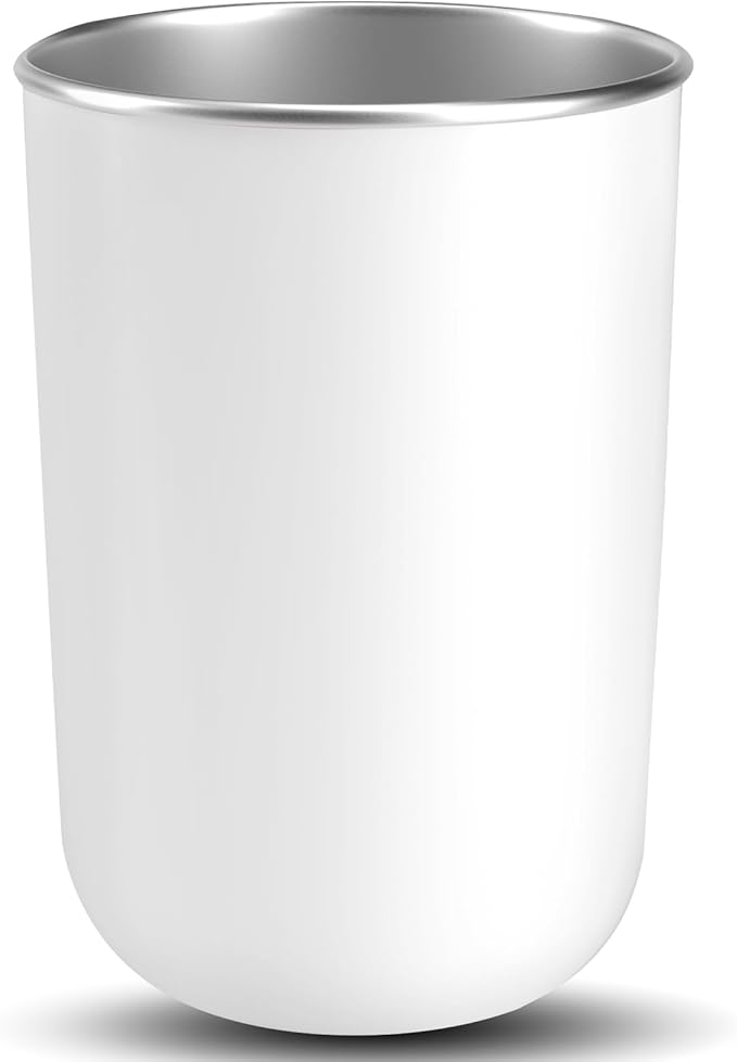 Mouthwash Cup，stainless steel cup12-ounce drinking cup，Bathroom Tumbler - Toothbrush Cup-Reusable Drinkware - home and outdoor activities,coffee cup, office and travel (white)