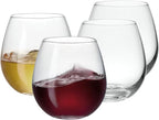 GLING [15 oz Stemless Wine Glasses Set of 4, Wine Glass Cups for Red or White Wine - These Crystal Tumblers are Great for Wedding, Birthdays, and All Occasions