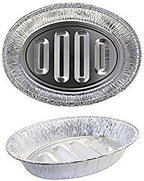 6 Count Disposable Turkey Roasting Aluminum Pans | Extra Large Heavy-Duty Foil Container| Deep, Oval Shape for Meat, Chicken, Roasts, Ribs, Cooking | Recyclable
