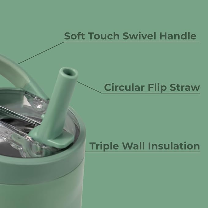 HydroJug Sport - Stainless Steel Tumbler with Straw, Vacuum Insulated, 32oz Leakproof Water Bottle, Ergonomic Design, Reusable, Dishwasher Safe, Rubber Base, Durable for Gym or Outdoors, Sage