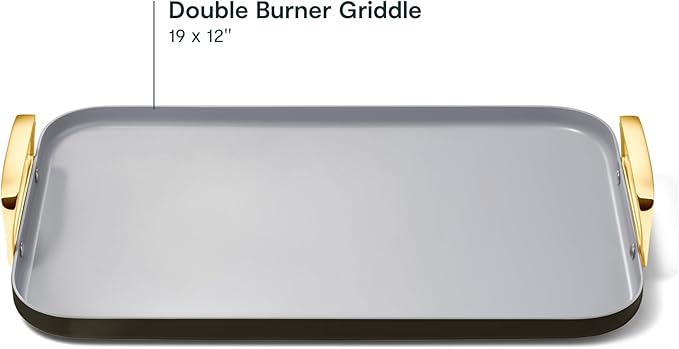 Caraway Double Burner Griddle - 19x12” Griddle Pan - Non-Stick Ceramic Coated - Non Toxic, PTFE & PFOA Free - Oven Safe & Compatible with All Stovetops - Black