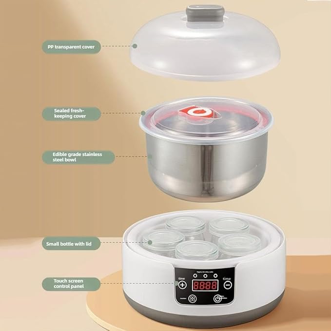 Yoghurt Maker Machine,2025 New Yoghurt Maker,Yogurt Maker With Adjustable Temperature & Time Control,Perfect Wellness Gifts For Men & Women (white)