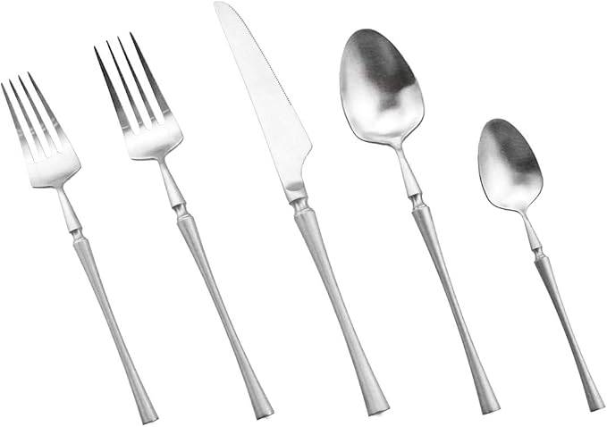 Gugrida Unique & Beautiful Flatware Set - 5 Piece Iridescent Silverware Sets | 18/10 Stainless Steel Reusable Cutlery Set | Utensils Service For 1 with Dessert Fork, Knife, Spoon, Dinner Fork