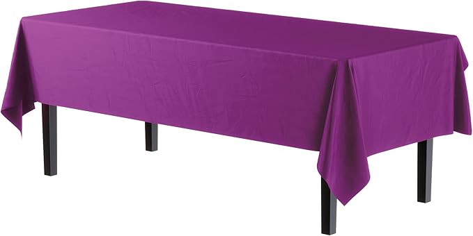 Exquisite 12-Pack Premium Plastic Tablecloth 54in. x 108in. Rectangle Table Cover - Magenta