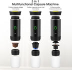 3-in-1 Portable Coffee Maker – Electric Espresso Machine for Travel – Compatible with Ground Coffee, NS & DG Capsules – USB-C Rechargeable Portable Espresso Maker (Green)