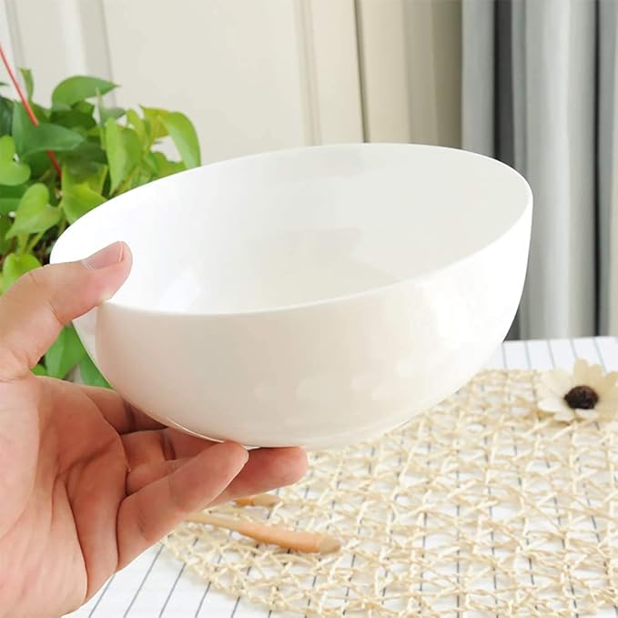 Houlu 40 oz Soup Bowls, Cereal bowls, Pho Bowls, Salad Bowls, Off White Porcelain Bowl Set of 4, 7 inch