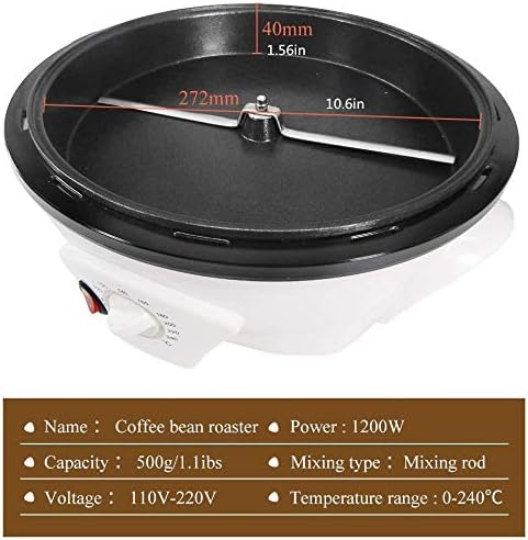 JIAWANSHUN Electric Coffee Roaster Machine 500g Coffee Bean Roaster 0-240℃ Non-Stick Home Peanut Beans Roaster 1200W 110V