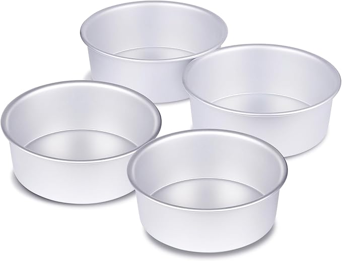 HomeMall 4 x 2 inch Round Cake Pan Set of 4, Aluminum Baking Pans for Mini Cakes, Heavy Duty Non-Stick, Evenly Baking Tools for Home Kitchen, Birthday Wedding Anniversary