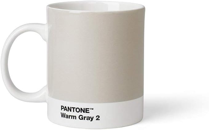 Pantone by Copenhagen Design - Large ceramic coffee mug with handle - Colorful Porcelain coffee mug/cup, 12 oz Warm Gray