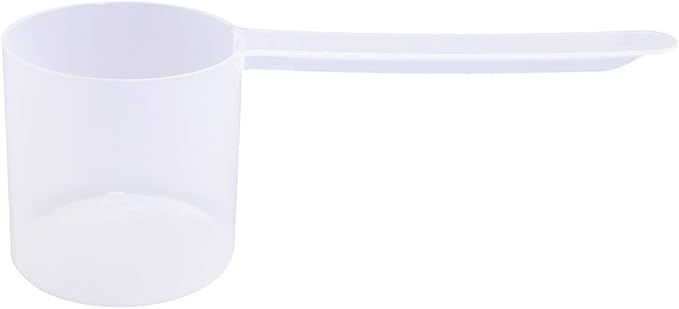 Plastic Measuring Scoop, (70 cc | 4.73 tbsp | 2.37 fl oz. | 70 mL) Long Handle Spoons for Powders, Granules, Coffee, Pet Food, Baking Supplies, Protein and Other Dry Goods, BPA Free (Set of 1)