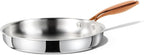 CAROTE 10" Tri-Ply Stainless Steel Frying Pan, Non-Toxic Fry Pan Egg Pan Omelet Pans, Oven Safe, Induction, Ceramic and Gas Cooktops Compatible, Silver