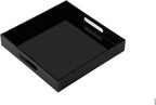 Glossy Black Acrylic Serving Tray - 14x14Inch, Multipurpose, Sturdy, Modern Style, Spill Proof, Countertop Organizer, Vanity Table Tray