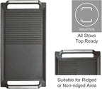 COVERCOOK Griddle Pan, Cast Iron Grill Hot Plate, Rectangular Grill, 2 handles with Flat and Ridged Surface for Induction Electric Cooktop，16.7 x 9.1inch