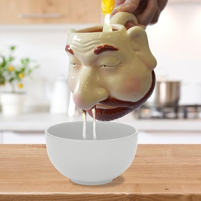 Winkee - Funny Chef Face Egg Separator I Practical Ceramic Yolk Separator I Chef Yolk Egg Separator