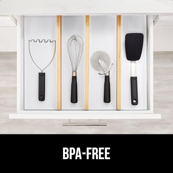 GORILLA GRIP Slip Resistant Drawer and Shelf Liner 2 Pack, Non Adhesive Water Resistant, Easy Clean and Trim, Smooth Surface Liners for Kitchen Cabinet, Shelves, Drawers, Pantry, 12 in x 20 FT, White