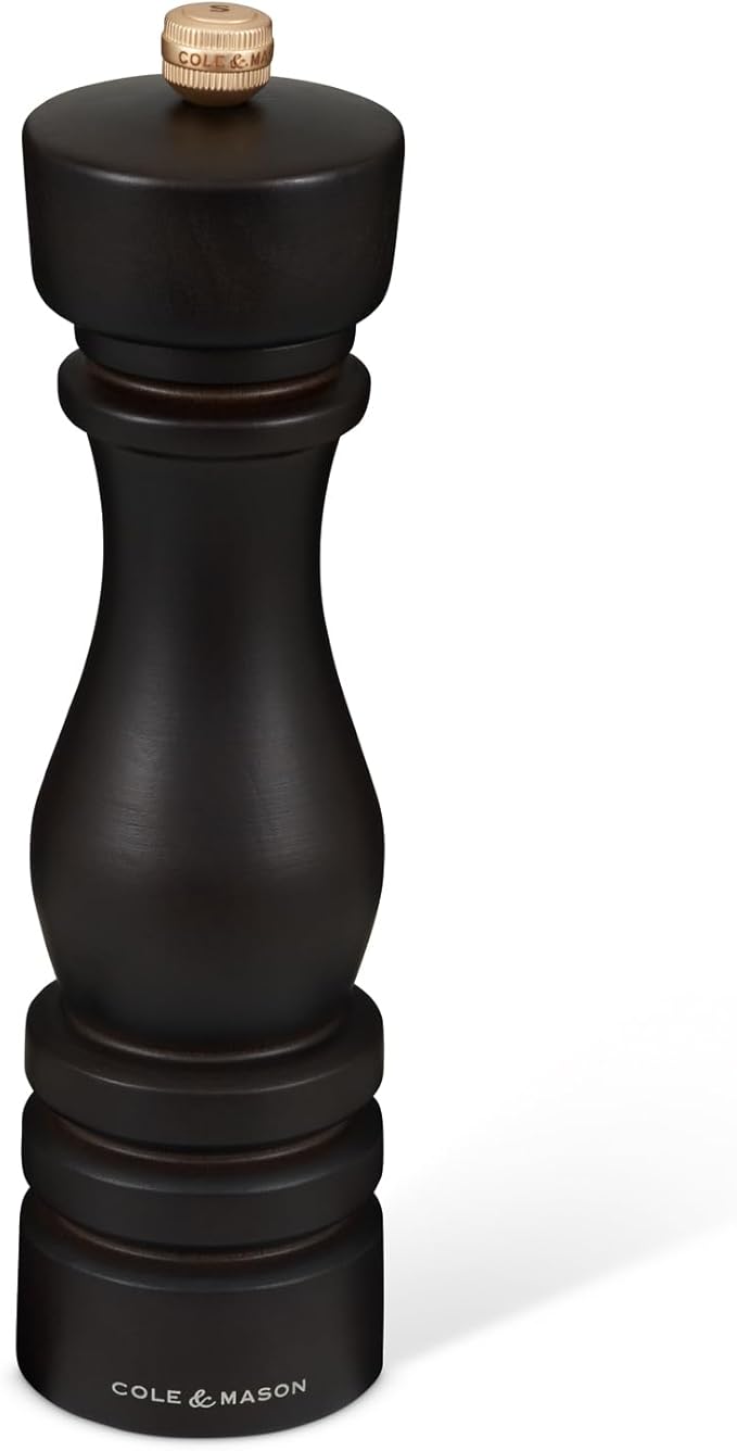 Cole & Mason London Refillable Spice Mill - Kitchen & Home Accessory - Table Salt Grinder - Salt Mill with Ceramic Mechanism - 8", Chocolate Wood