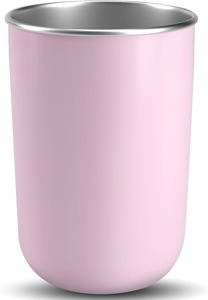Mouthwash Cup，stainless steel cup 12-ounce drinking cup，Bathroom Tumbler - Toothbrush Cup-Reusable Drinkware - home and outdoor activities,coffee cup, office and travel(pink)