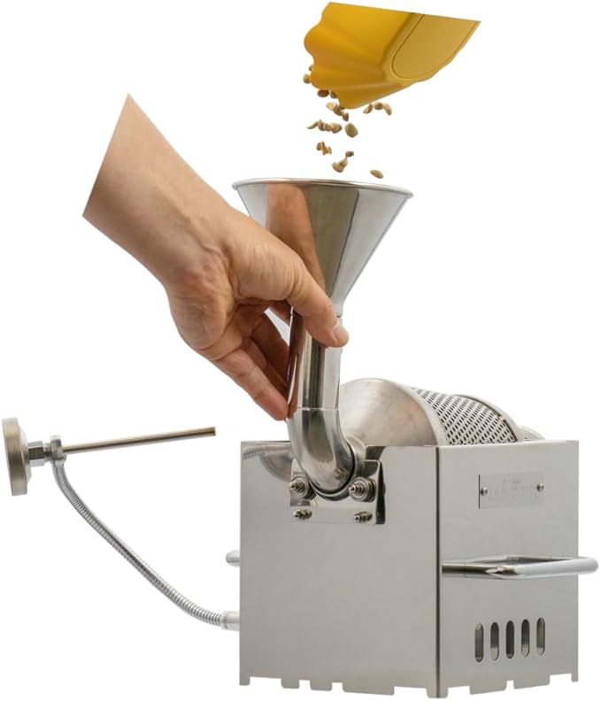 KALDI Mini Home Coffee Gas Roaster - 200g Capacity, Choice of Manual Handle or Motor Drive, Hopper/Sampler as option, Gas Burner Required (Manual Handle, Full-Set)