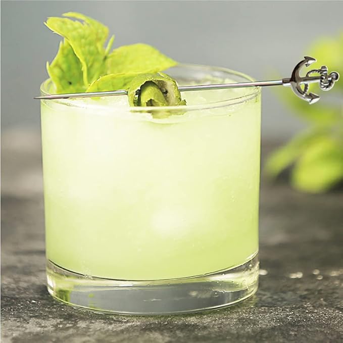 RRRuo Anchor Cocktail Picks Reusable Stainless Steel Cocktail for Appetizer Olives Sandwiches Cherries Garnish Forks Fruit Skewers Toothpicks 8 pieces (Silver)