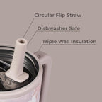 HydroJug Traveler - 32 oz Water Bottle with Handle & Flip Straw - Fits in Cup Holder, Leak Resistant Tumbler-Reusable Insulated Stainless Steel & Rubber Base - Gifts for Women & Men, Camo