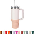 Silicone Boot for Stanley, Cup Bottom Protector Sleeve Accessories for Stanley Quencher H2.0 FlowState Tumbler 40oz / Stanley Adventure Quencher Tumbler 40oz (Pink)