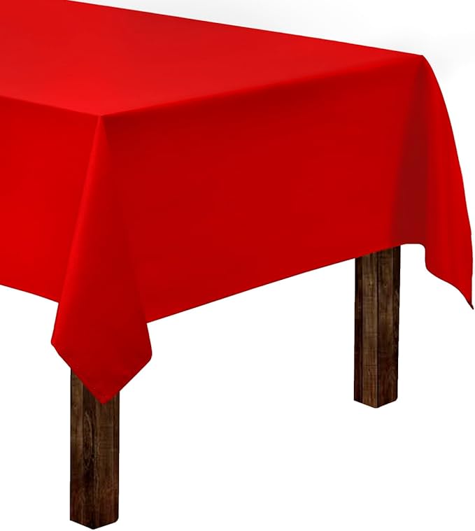 Gee Di Moda Rectangle Tablecloth - 60 x 126 Inch Red Table Cloth for 8 Foot Rectangle Table - Heavy Duty Washable Fabric - for 8 Ft Buffet Table, Holiday Party, Dinner, Wedding & Baby Shower