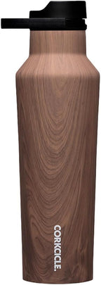Corkcicle Sport Canteen - Keeps Drinks Cold 25 Hours - Stainless Steel Water Bottle - Triple-Insulated - Spill-Proof - Summer Drinkware Gift - Keeps Drinks Ice Cold - 20 oz - Walnut Wood