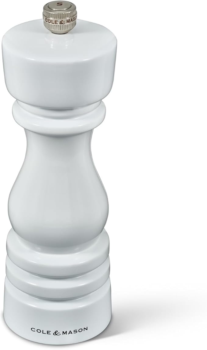 Cole & Mason London Refillable Spice Mill - Kitchen & Home Accessory - Table Salt Grinder - Salt Mill with Ceramic Mechanism - 7", White Gloss