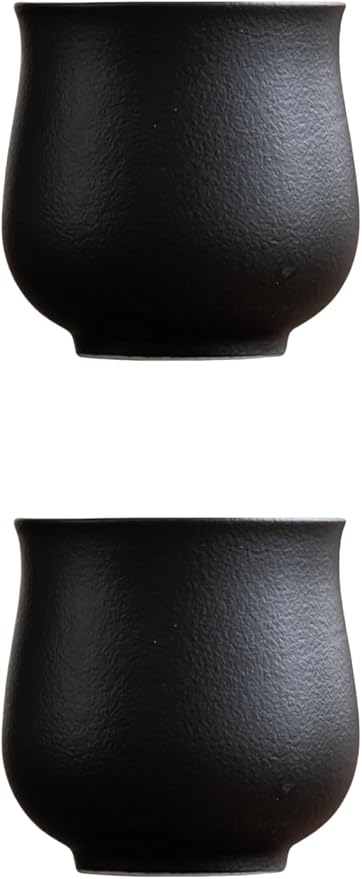 4-Oz Ceramic Espresso Cups Set - Multi-Color, Handle-Free Design for Home & Cafe | Dishwasher-Safe Stoneware Cups (black,2)