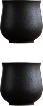 4-Oz Ceramic Espresso Cups Set - Multi-Color, Handle-Free Design for Home & Cafe | Dishwasher-Safe Stoneware Cups (black,2)