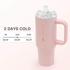 100% Leakproof 40 oz Tumbler with Handle & 4-in-1 SipSwig Lid, Built-In Flip Straw & External Stainless Steel Straw, Insulated Stainless Steel Cup, BPA-Free, Pink