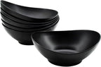 JOYMAY Oval Salad Bowls Set, 34oz Serving Bowls for Kitchen 8.8" Large Bowls for Soup, Oatmeal, Pasta, Snacks, Deep Soup Bowls Set for Salad, Fruit, Vegetable, Ramen, 6PC-Black
