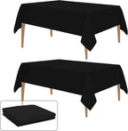 WIGENIUS 2 Pack Black Table Cloth Rectangle 60x102 Inch Polyester Tablecloths for 6ft Rectangle Tables - Reusable Wrinkle Resistant Washable Cloth Cover for Wedding Banquet Party | Hemmed Edges