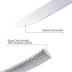 Hand Forged Stainless Steel Flatware Set Silverware Set Cutlery Set Matte Finished Hammered 5 Pieces Service for 1