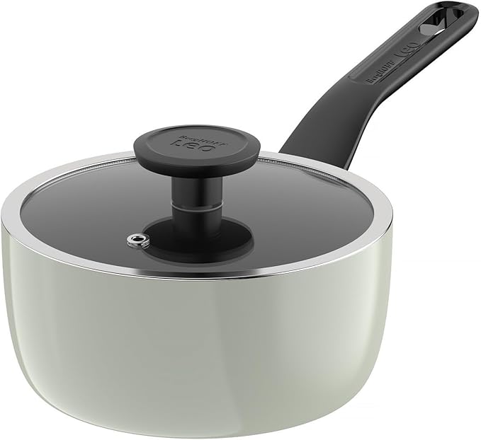 BergHOFF Leo Glints 7Pc Non-stick Ceramic Cookware Set With Glass Lid, Recycled Aluminum, CeraGreen Non-toxic Coating, Stay-cool Handle, Sage