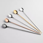 6 PCS 9.5-Inch Long Handle Ice Tea Spoons, Espresso Spoon, Coffee Spoon Set, 18/8 Stainless Steel Spoons for Cocktail Stirring, Mixing, Tea, Soup, Cappuccino, Sweejar(Black)