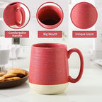 Hasense 15 Ounce Porcelain Coffee Mugs Set of 4 with Large Handle Perfect for Coffee, Tea, Milk, Chocolate and Latte, Unqiue Glaze Ceramic Coffee Cups Set for Man and Woman, Colorful