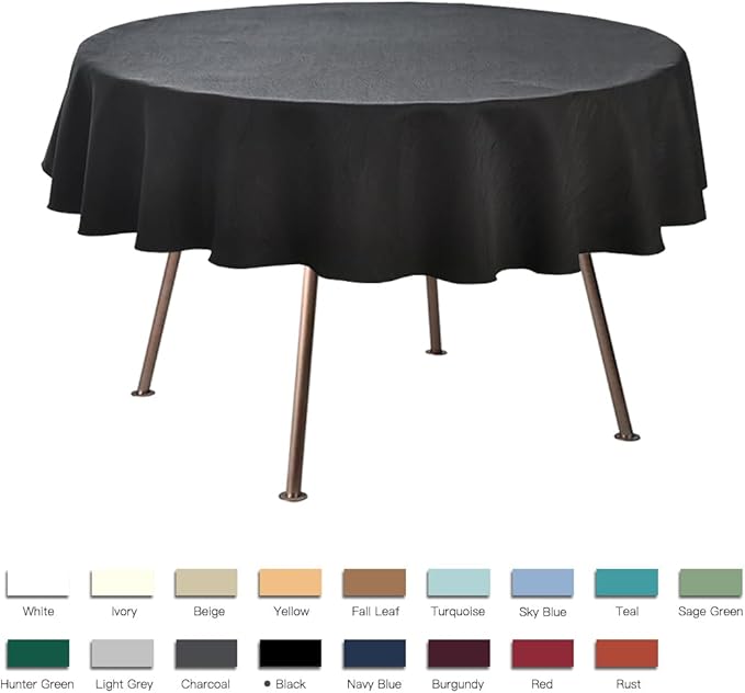 maxmill Jacquard Round Table Cloth Swirl Pattern Waterproof Antiwrinkle Heavy Weight Soft Tablecloths for Circular Table Cover and Kitchen Dinning Tabletop Decoration Round 70 Inch Black