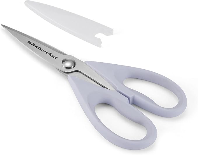 KitchenAid All Purpose Kitchen Shears with Protective Sheath Durable Stainless Steel Scissors, Dishwasher Safe, Soft Grip Comfort Handle, 8.72 Inch, Lavendar Cream